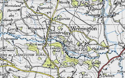 Old map of Werrington in 1946