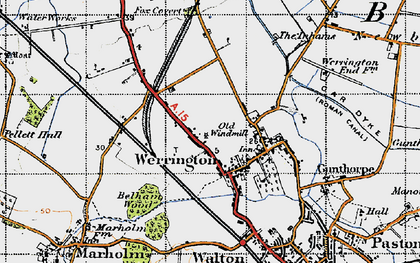 Old map of Werrington in 1946