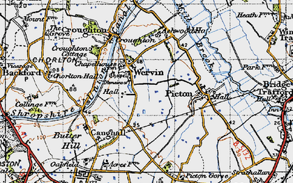 Old map of Wervin in 1947