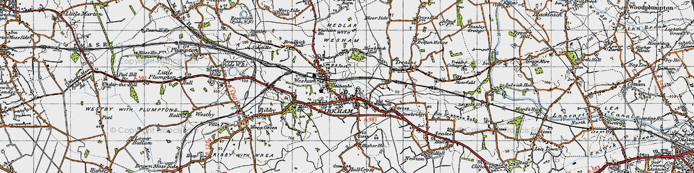 Old map of Wesham in 1947