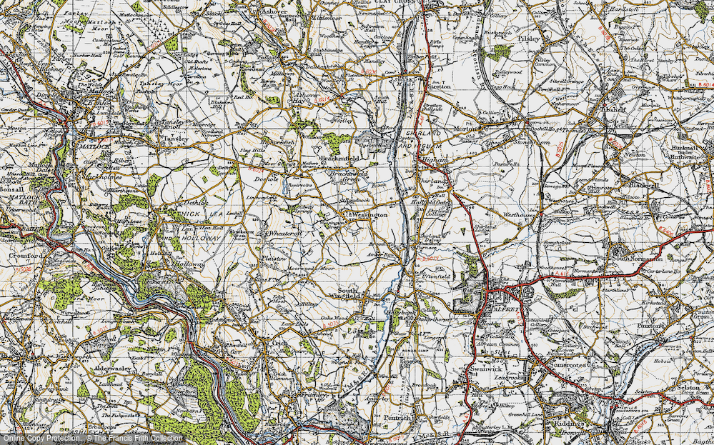 Old Map of Wessington, 1947 in 1947