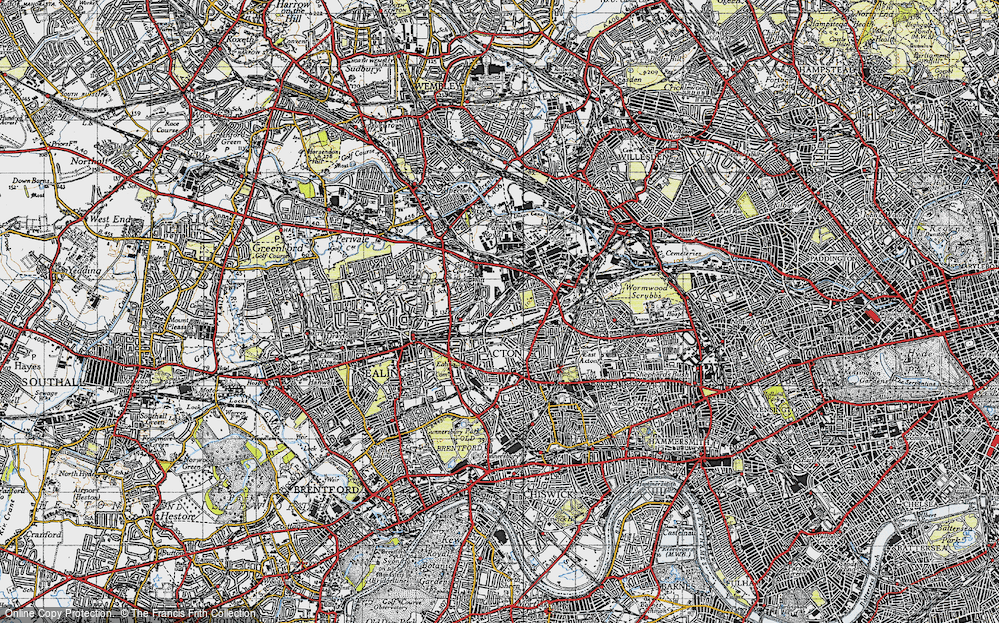 Old Map of West Acton, 1945 in 1945