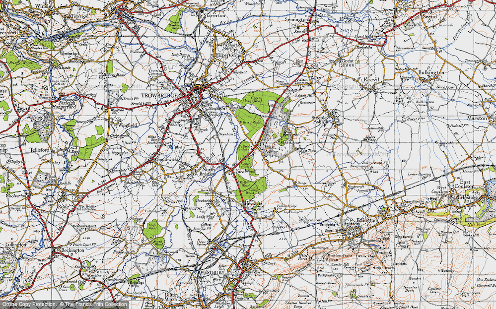 Old Map of Historic Map covering Biss Wood in 1946