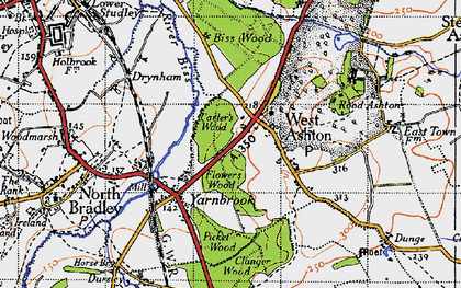 Old map of Rood Ashton in 1946