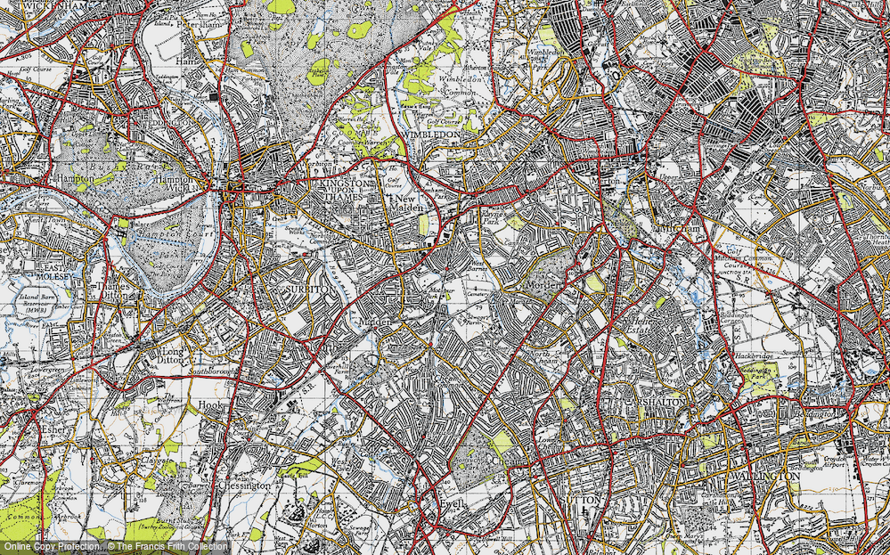 Old Map of West Barnes, 1945 in 1945