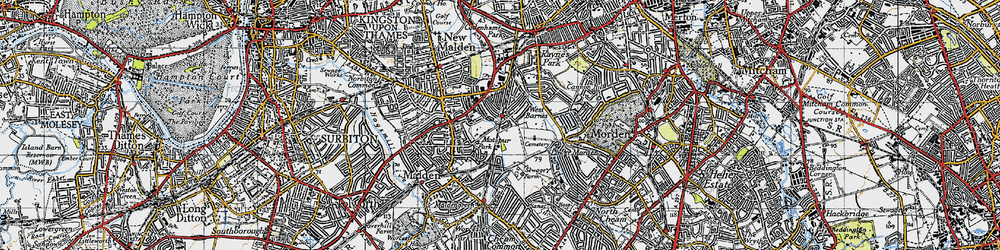 Old map of West Barnes in 1945