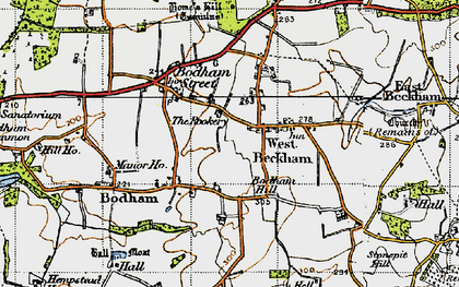 Old map of Bodham Hill in 1945