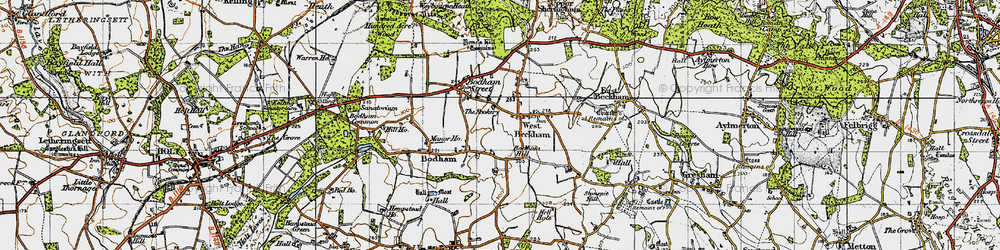 Old map of West Beckham in 1945