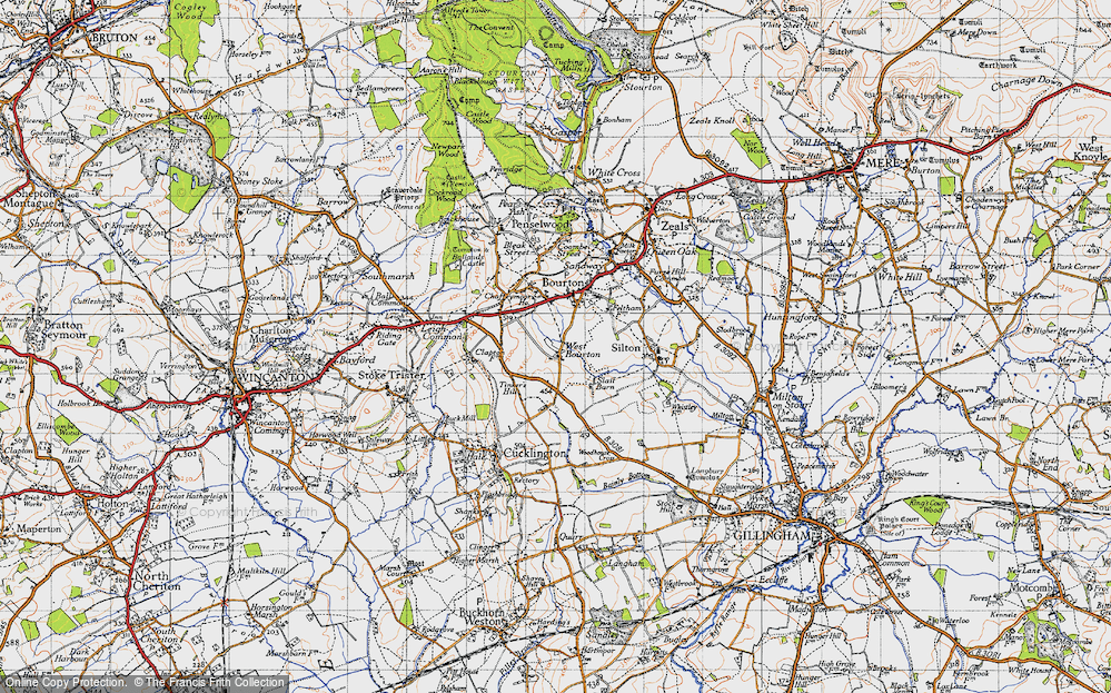 Old Map of West Bourton, 1945 in 1945