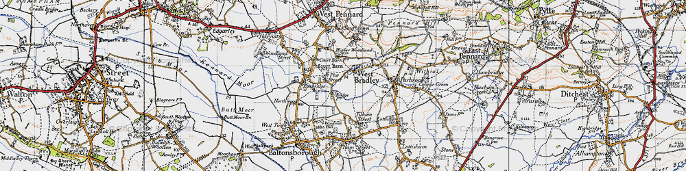Old map of West Bradley in 1946