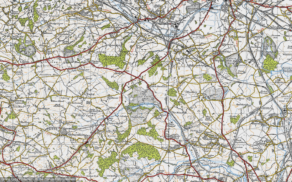 Old Map of Historic Map covering Bretton Country Park in 1947