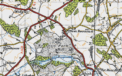 Old map of Bretton Hall (College) in 1947