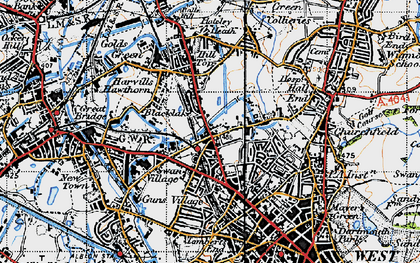 Old map of West Bromwich in 1946