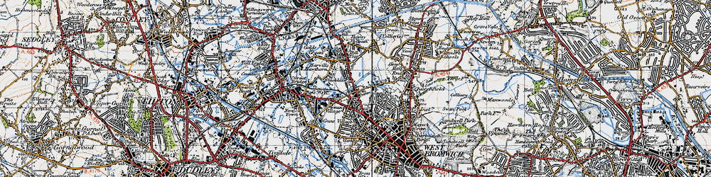 Old map of West Bromwich in 1946