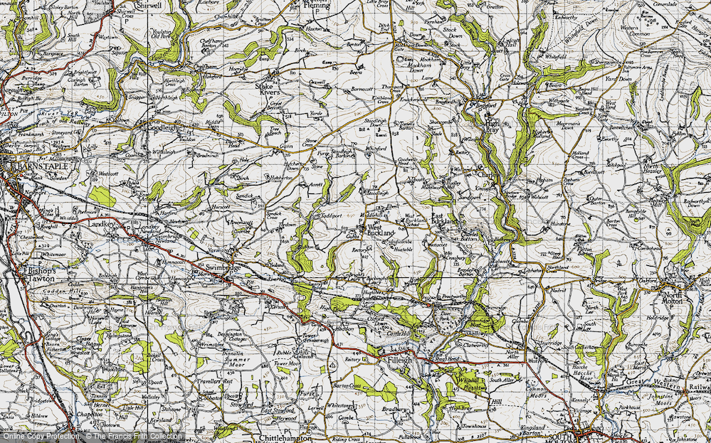 Old Map of Historic Map covering Accott in 1946