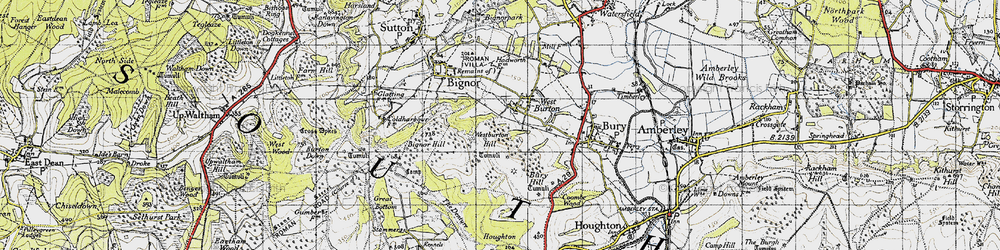 Old map of Westburton Hill in 1940
