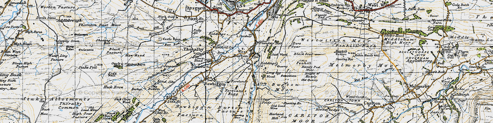 Old map of West Burton in 1947