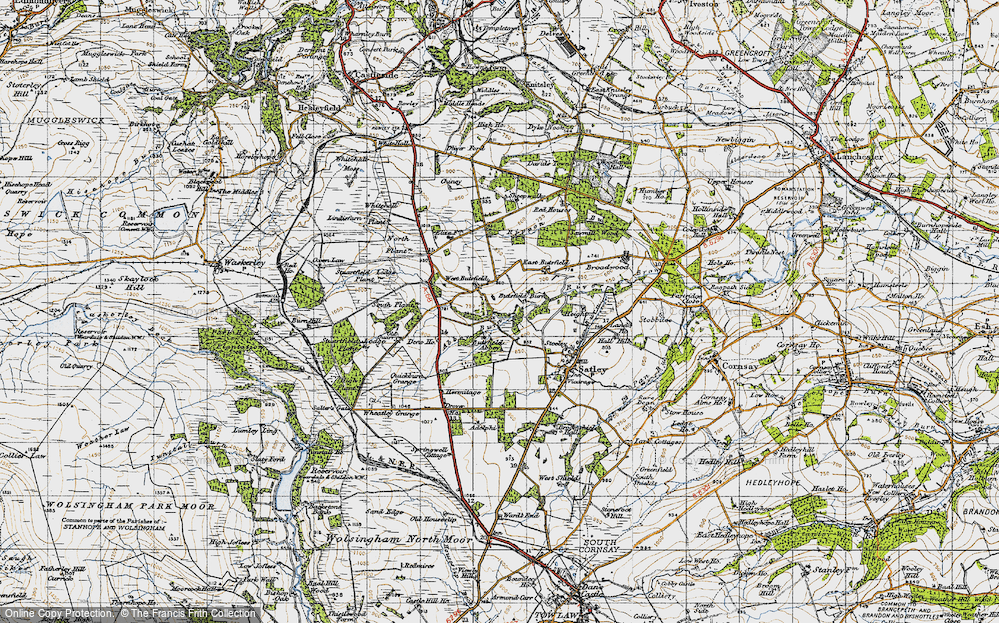 Old Map of Historic Map covering Wheatley Grange in 1947