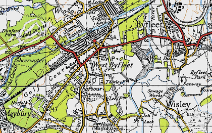 Old map of West Byfleet in 1940