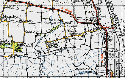 Old map of West Caister in 1945