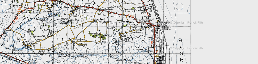 Old map of West Caister in 1945