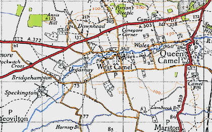 Old map of West Camel in 1945