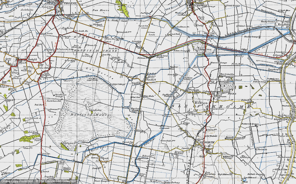Old Map of Historic Map covering Lindholme Grange in 1947