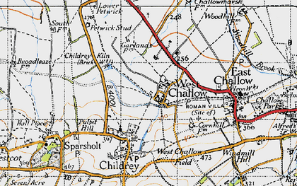 Old map of West Challow in 1947
