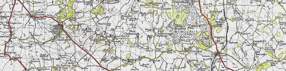 Old map of West Chelborough in 1945