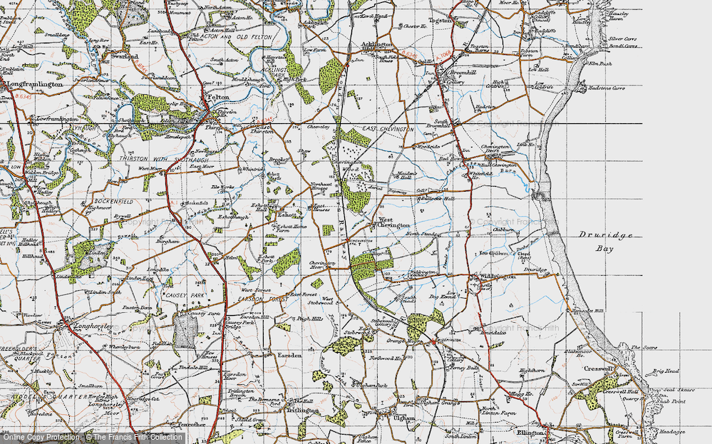 Old Map of Historic Map covering West Stobswood in 1947