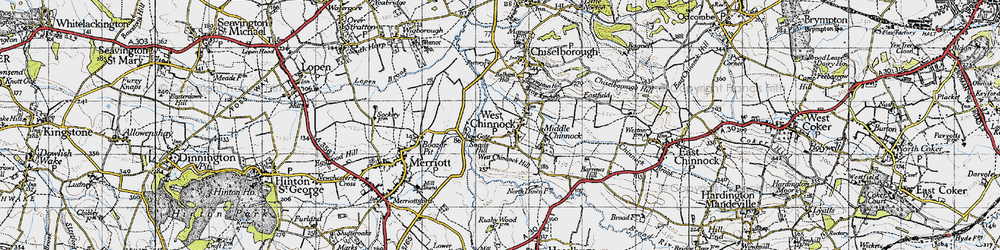 Old map of West Chinnock in 1945