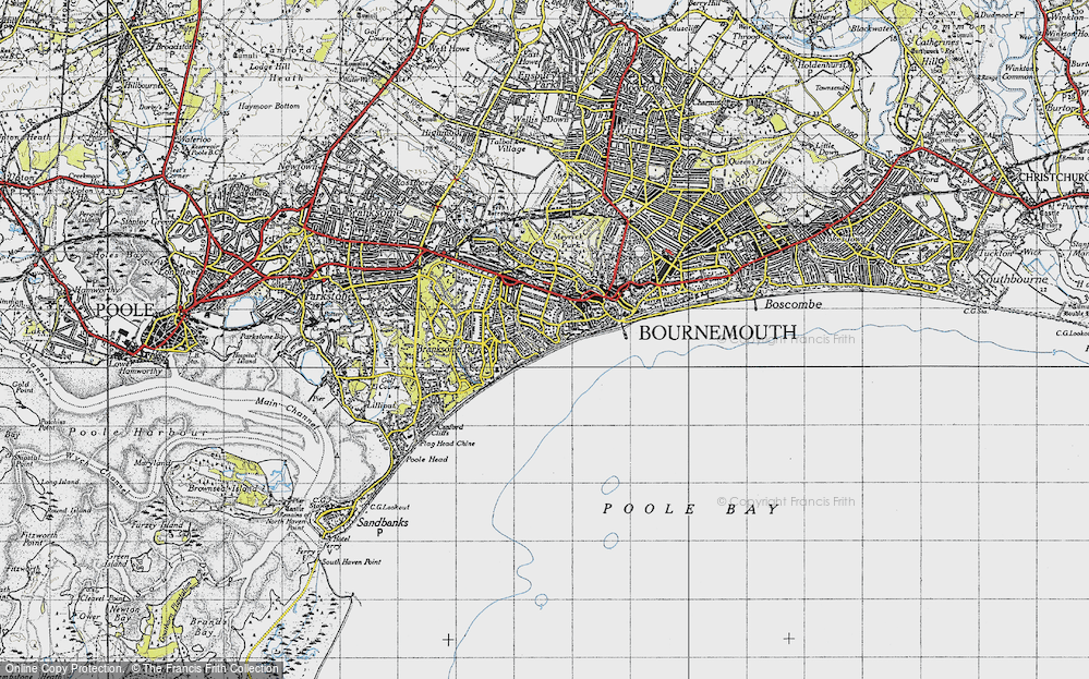Old Map of Historic Map covering Alum Chine in 1940
