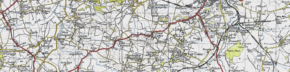 Old map of West Coker in 1945