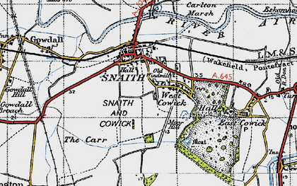 Old map of West Cowick in 1947