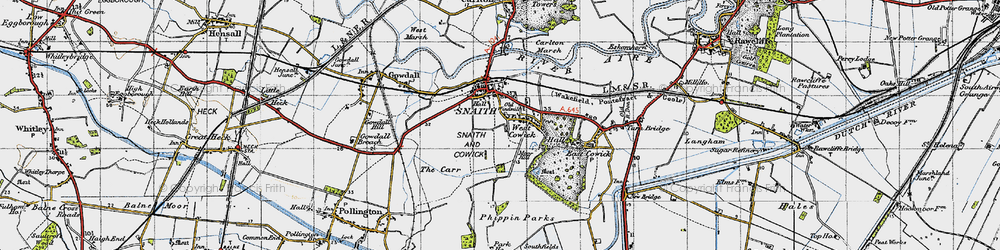 Old map of West Cowick in 1947
