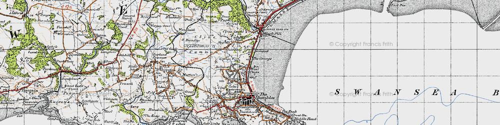 Old map of West Cross in 1947