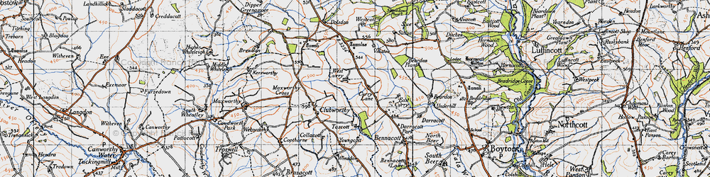 Old map of West Curry in 1946