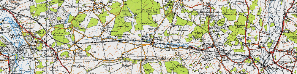 Old map of West Dean in 1940