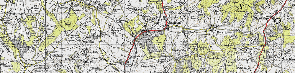 Old map of West Dean in 1945