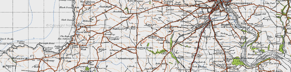 Old map of West Denant in 1946