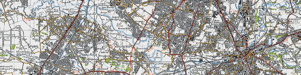 Old map of West Didsbury in 1947
