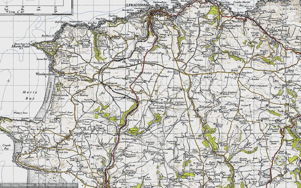 Old Map of West Down, 1946 in 1946