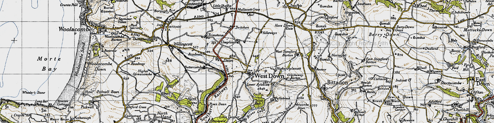 Old map of West Down in 1946