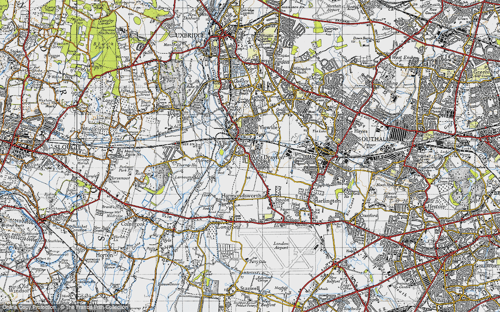 Old Map of West Drayton, 1945 in 1945