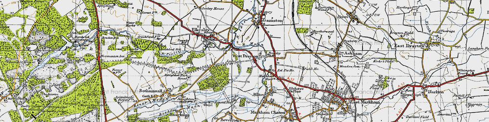 Old map of West Drayton in 1947
