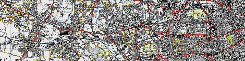 Old map of West Ealing in 1945