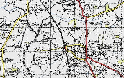 Old map of Wyckham Wood in 1940