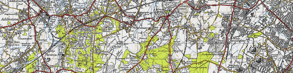 Old map of Black Pond in 1945