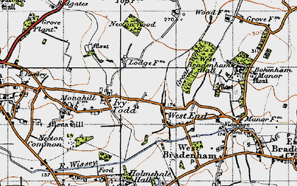 Old map of Holme Hale Hall in 1946