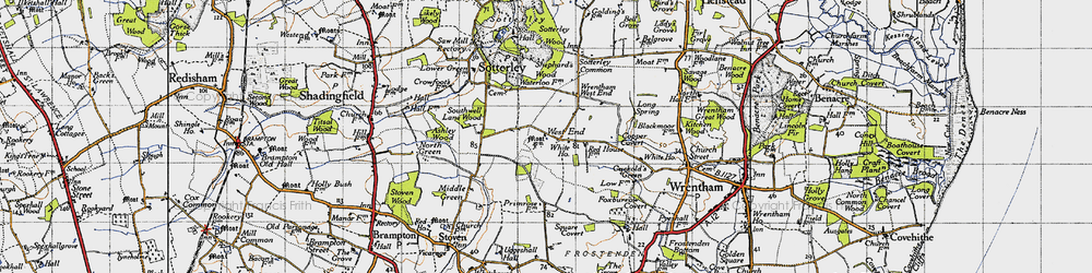 Old map of Wrentham West End in 1946